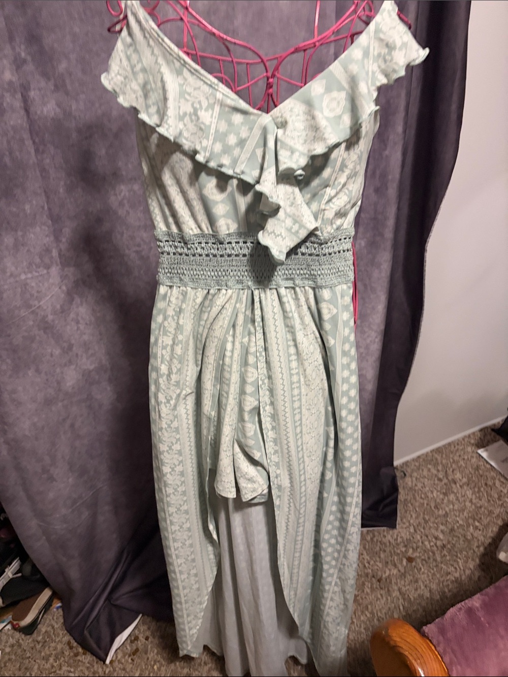 No Boundaries Mint Green High-Low Ruffle Maxi Dress